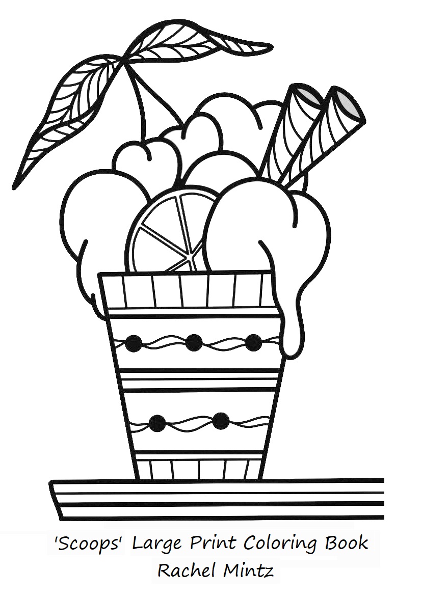 Scoops PDF Coloring Book - Thick Lines, Clear Patterns For Seniors or