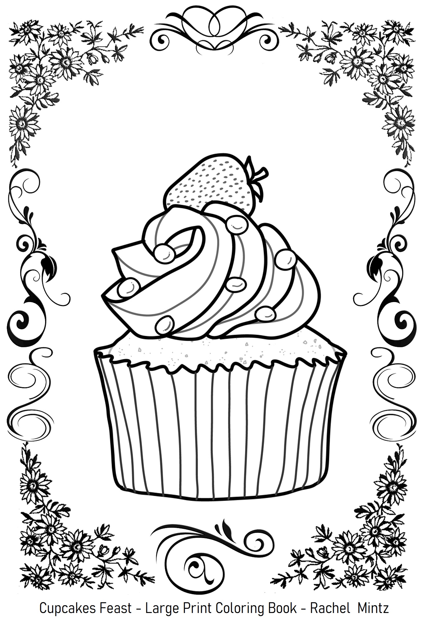 Cupcakes Feast - Large Print, PDF Coloring Book For ...